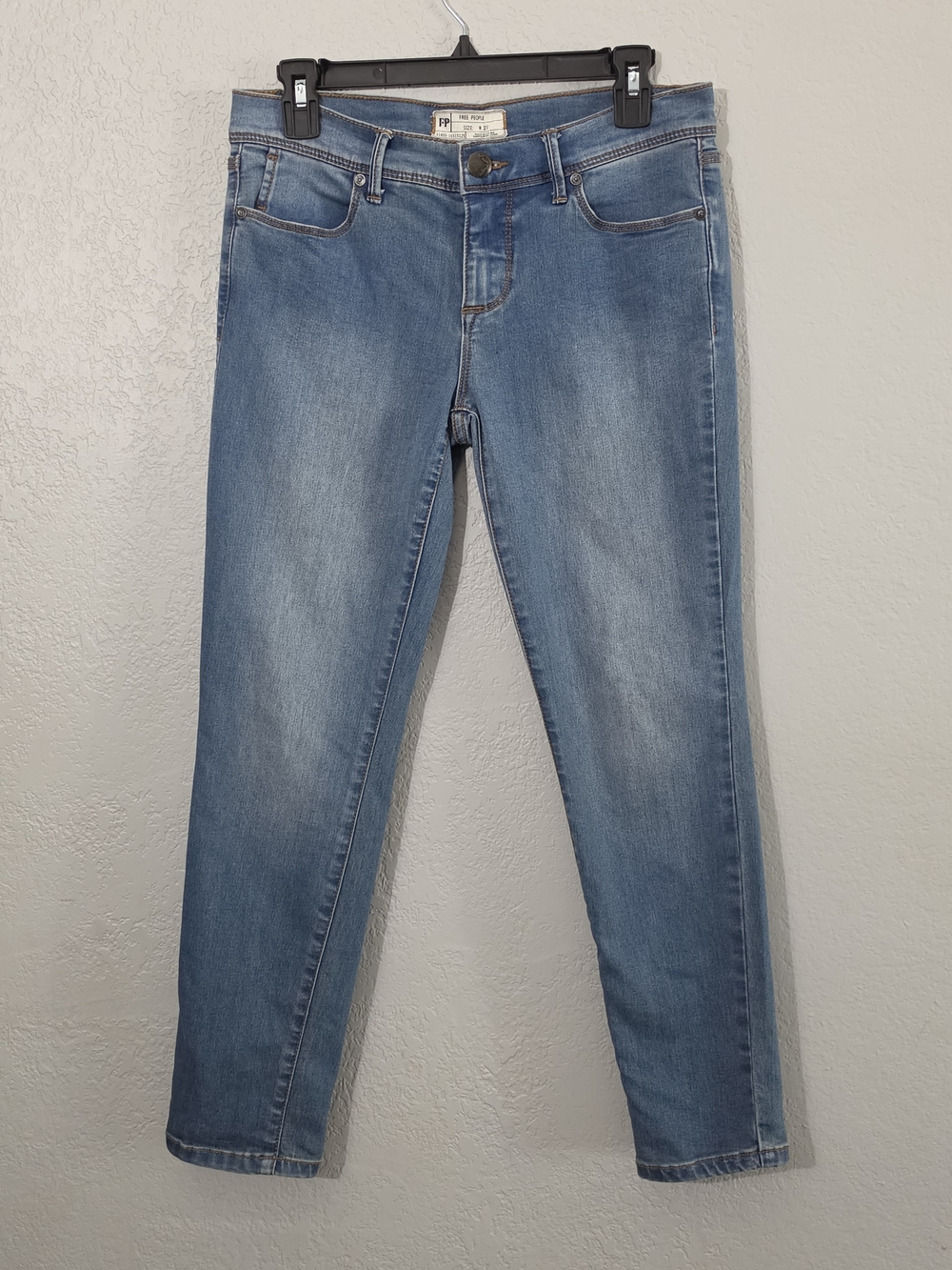Free People Med Wash Skinny Jeans Mid Rise Stretch Denim Ankle Length Women 27